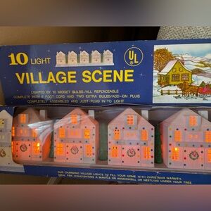 Vintage 10 Light Village Scene Christmas Decoration Holidays Yuletide Concepts C